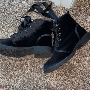 Black velvet ankle boots